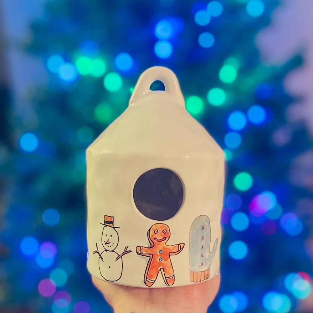 Melt Snowman Warmth Mitten Sweet Gingerbread Birdhouse New